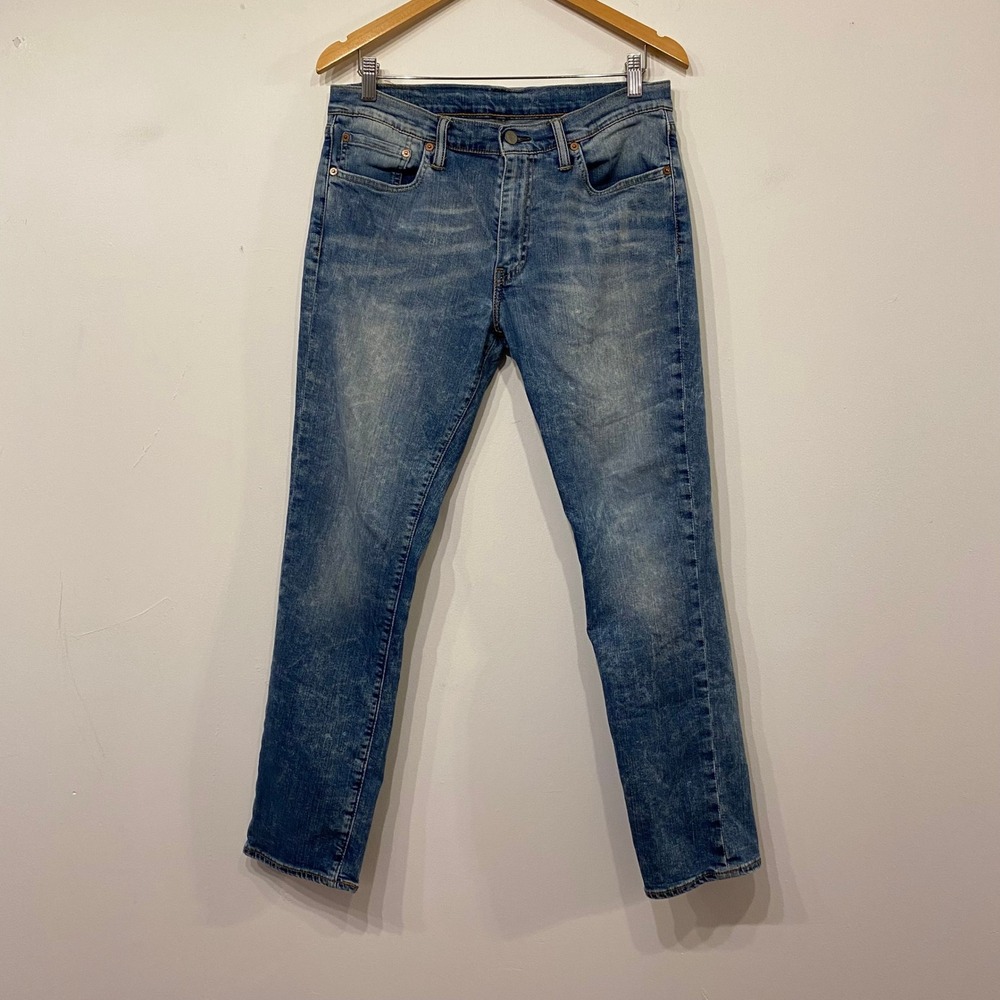 Levis 511 Slim Fit Jeans Mens 33x30 Medium Acid Wash Grunge Blue Denim Pants